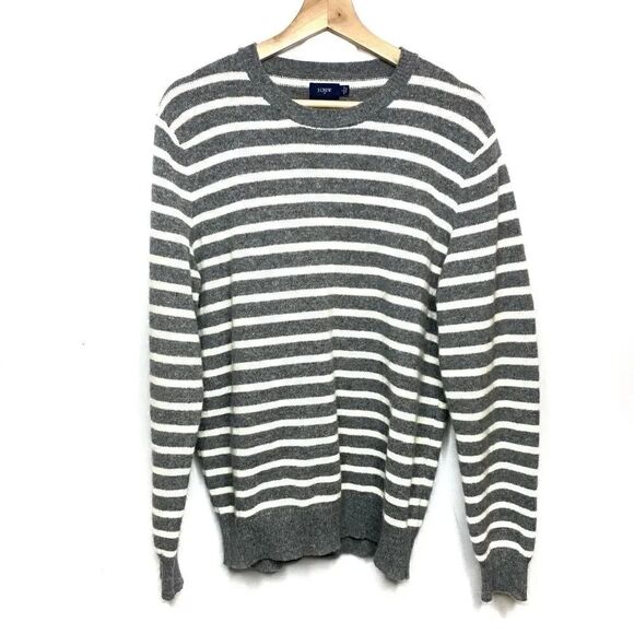 J. Crew Factory Other - J. Crew Factory gray and white striped lambs wool sweater size L